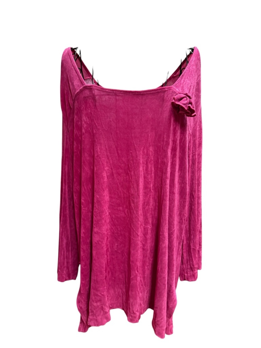 Vikki Vi Fuchsia Flowy Travel Scoop Neck Tunic with Rosette Accent